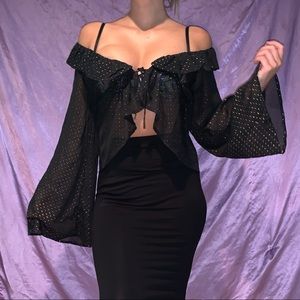 Ruffle Plunge Blouse